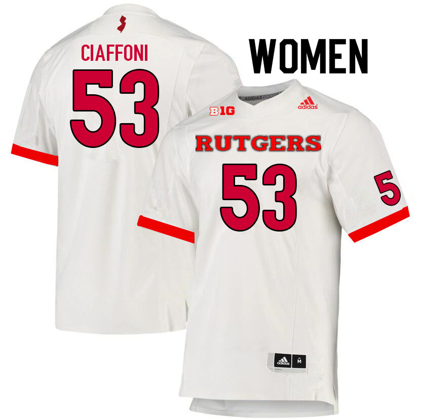 Women #53 Mike Ciaffoni Rutgers Scarlet Knights College Football Jerseys Sale-White